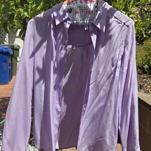 Silk lavender button down shirt
